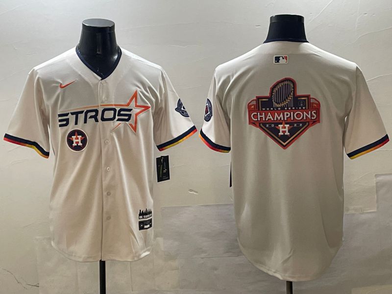 Men Houston Astros Blank Cream Three generations Joint Name 2025 Nike MLB Jersey style 20->houston astros->MLB Jersey